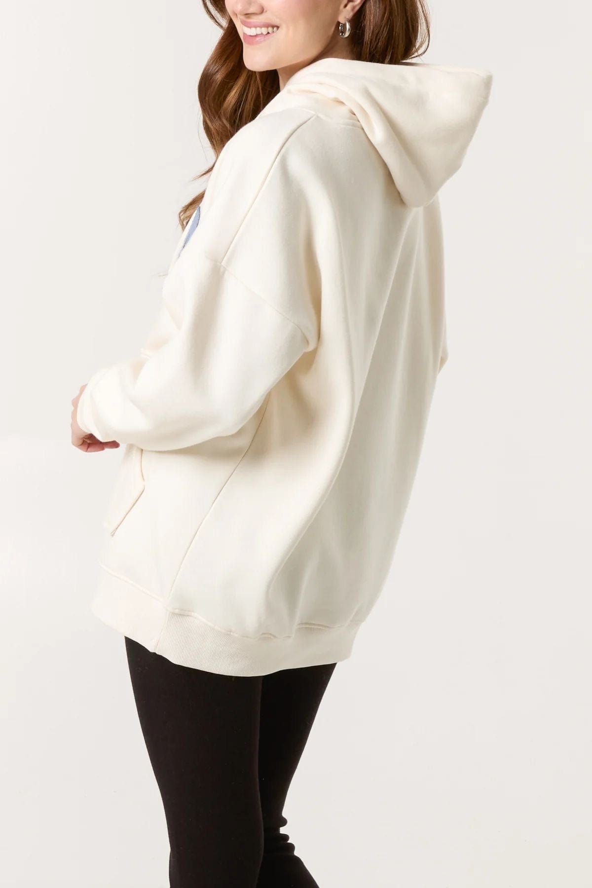 'Sunday' Denim Applique Hoodie Cream 8-22