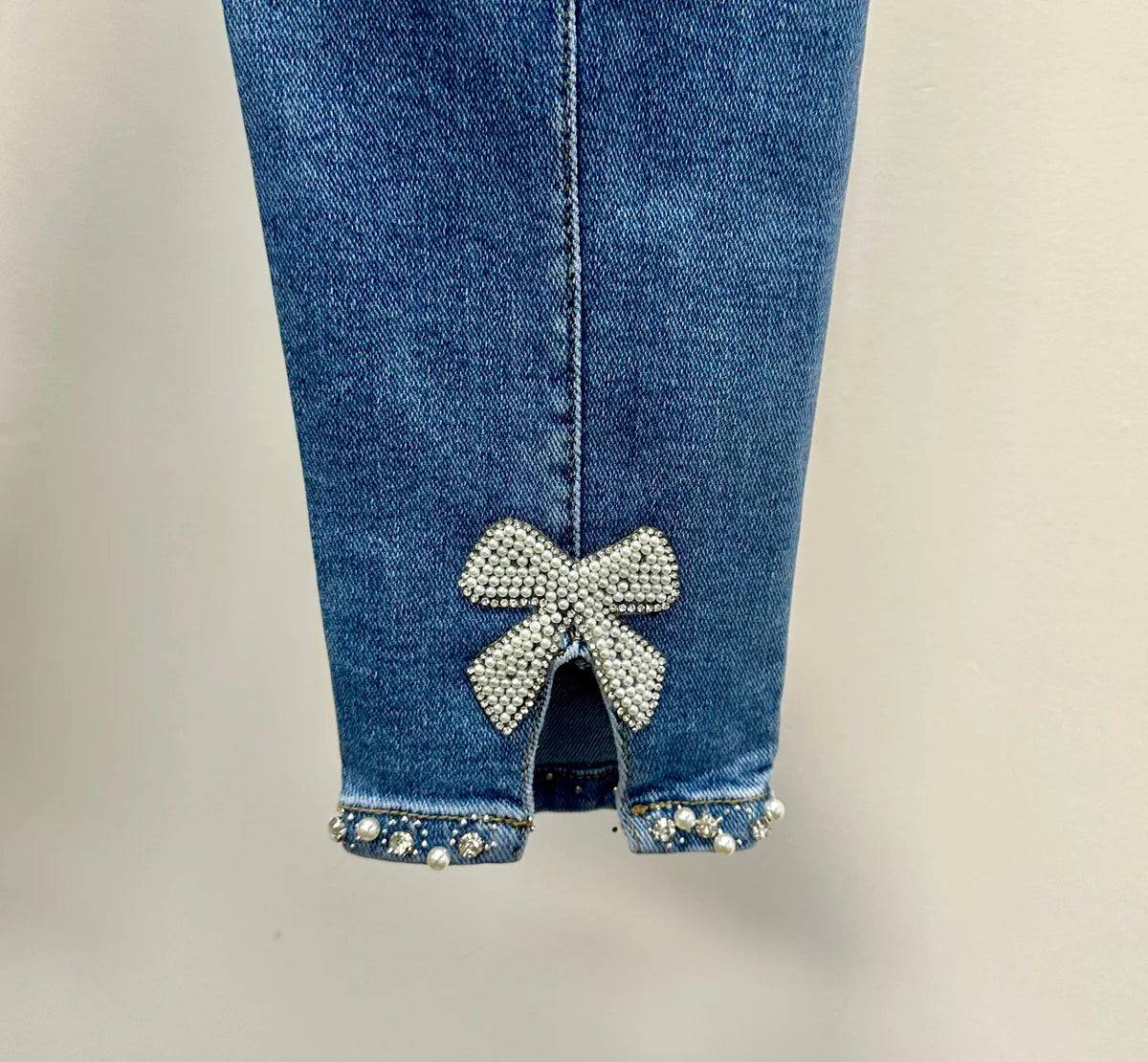 Carmen Diamante Pearl Bow Back Jeans 10-20 NO RETURNS ON SALE ITEMS