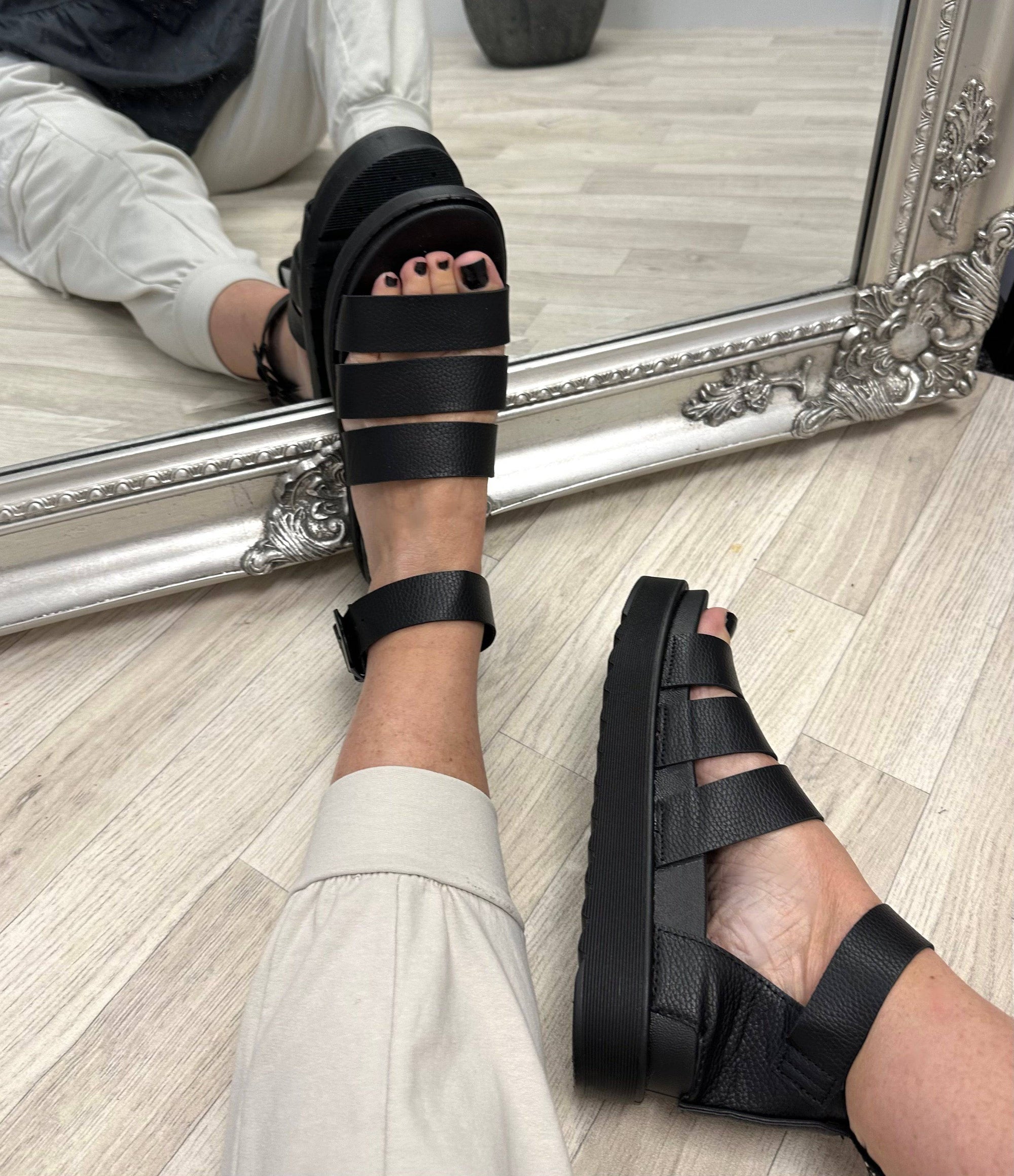 Sara Chunky Gladiator Sandals Black