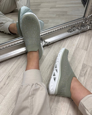 Dina Diamante Sock Trainers Sage NO RETURNS ON SALE ITEMS