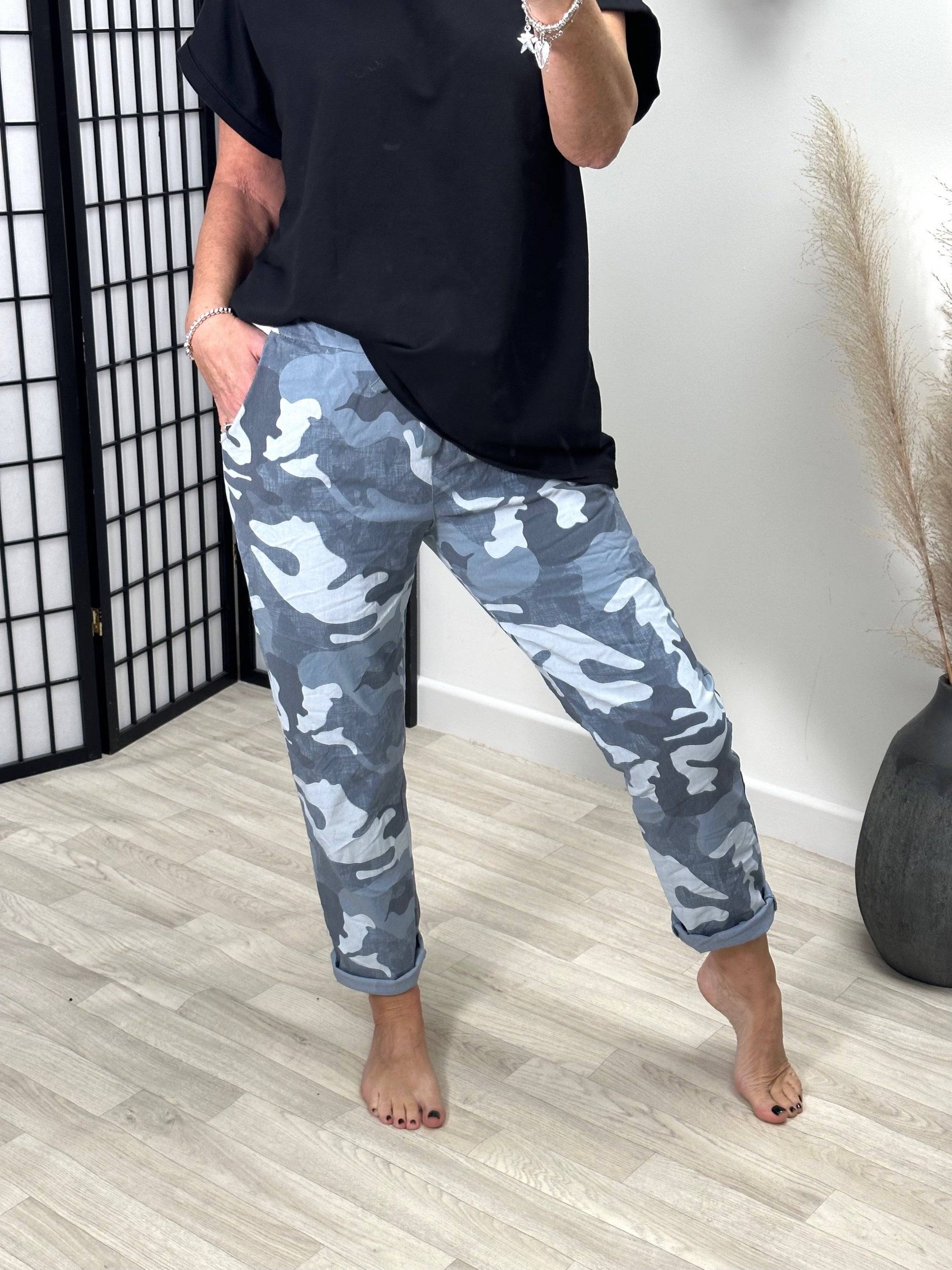 Becca Camouflage Magic Trousers 18-22 Denim Blue NO RETURNS ON SALE ITEMS