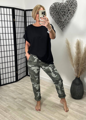 Becca Camouflage Magic Trousers 18-22 Khaki NO RETURNS ON SALE ITEMS