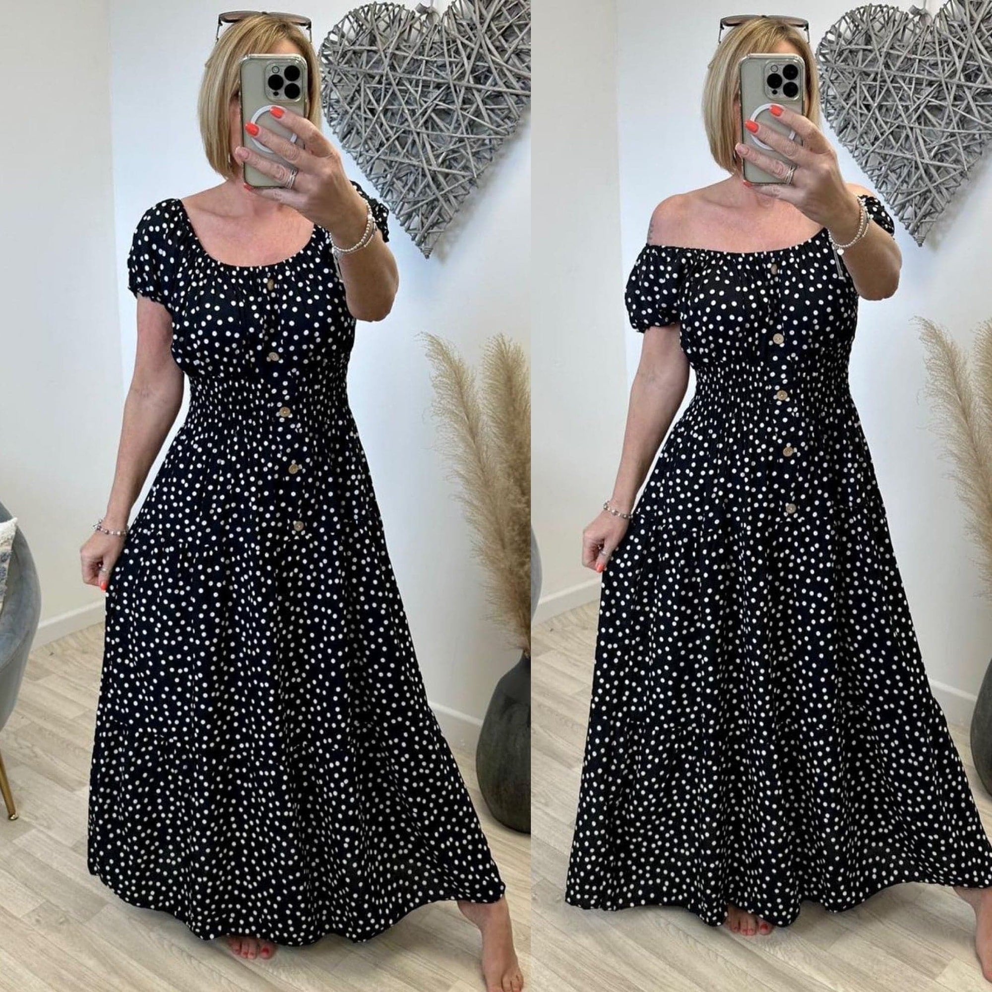 Fleur Polka Dot Magic Maxi Dress with pockets 8-18+