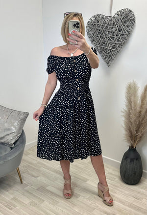 Lisa Polka Dot Magic Midi Dress 8-22 Black