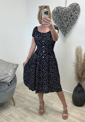 Lisa Polka Dot Magic Midi Dress 8-22 Black