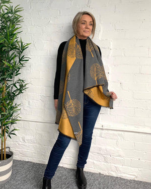 Reversible Tree Scarf With Contrast Colours Mustard