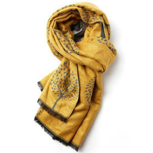 Reversible Tree Scarf With Contrast Colours Mustard