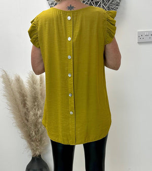 Grace Frill Sleeve Button Back Top 8-16 Mustard