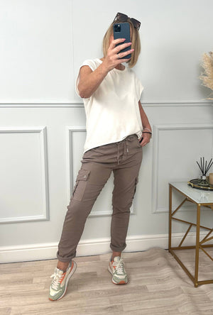 Ivana Cargo Pocket Magic Pants Trousers  8-18 Mocha