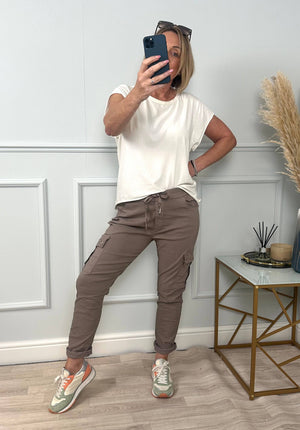 Ivana Cargo Pocket Magic Pants Trousers  8-18 Mocha