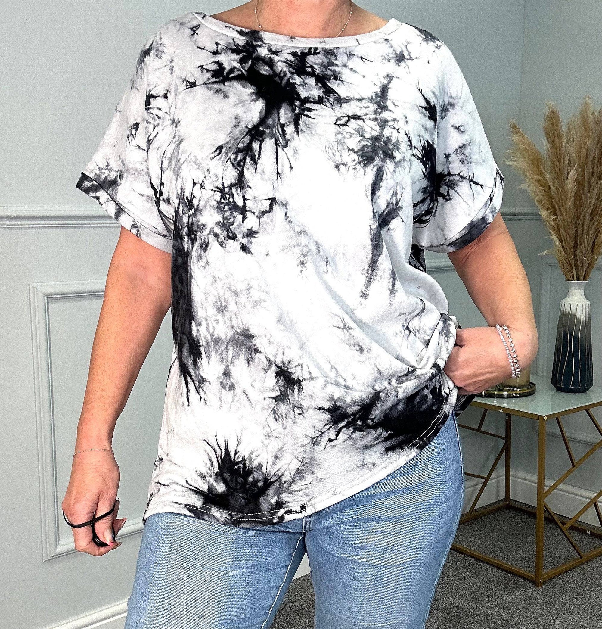 Balfern Tie Dye Roll Sleeve Sweatshirt T-Shirt 10-18 Grey