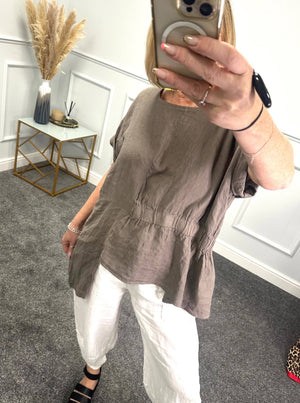 Annalise Quirky Linen Asymmetric Hem Top 10-18