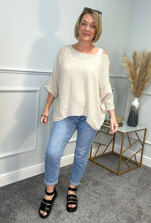 Kendal Oversized Waffle Top 10-20 Sand